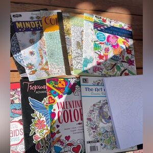 Bundle~11 Adult Coloring Books Bendon, Hinkler, Kappa, plus 18 ORB sheets